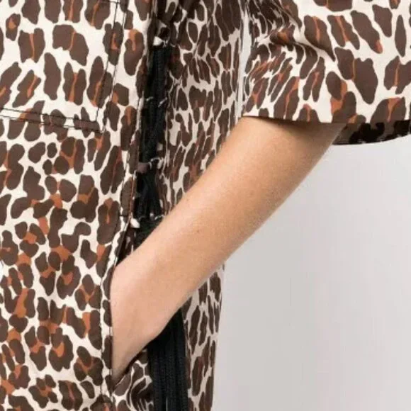 Tory Burch Reva leopard-print poplin shirtdress - size 4 - Picture 3 of 3